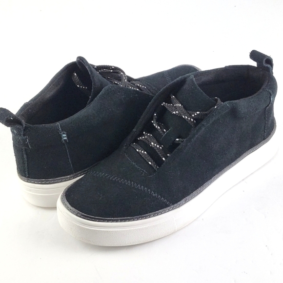 Toms Riley Suede Leather Mid Top Hi Top Lace-up Sneaker Bootie Black Siz… - Picture 1 of 16